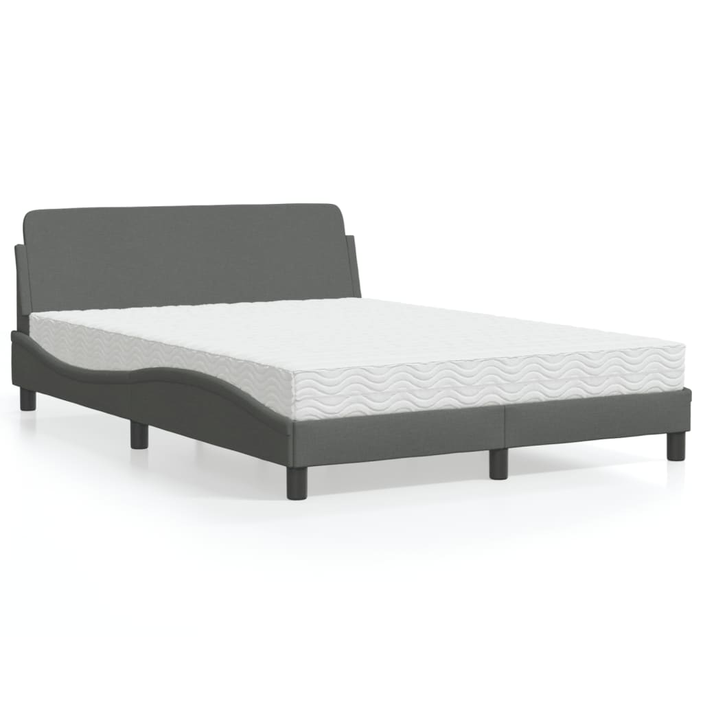 vidaXL Bett mit Matratze Dunkelgrau 120x200 cm Stoff