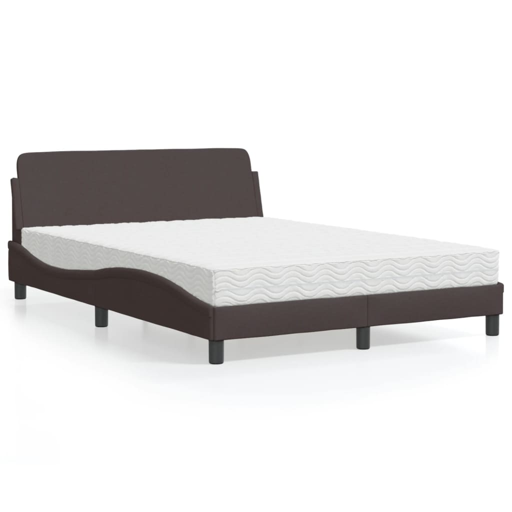 vidaXL Bett mit Matratze Dunkelbraun 120x200 cm Stoff