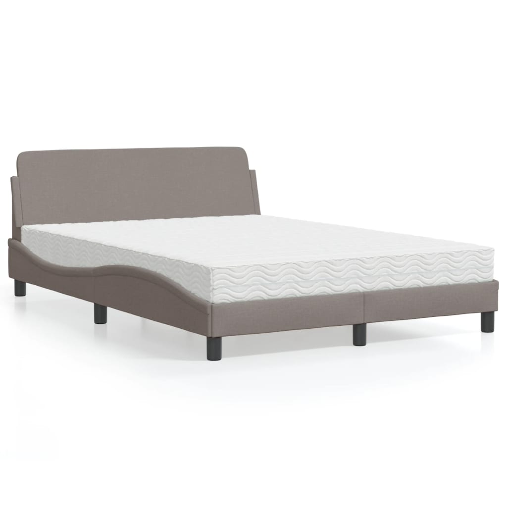 vidaXL Bett mit Matratze Taupe 120x200 cm Stoff