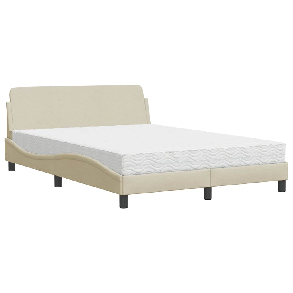 E-shop vidaXL Posteľ s matracom Dover krémová 120x200 cm látka