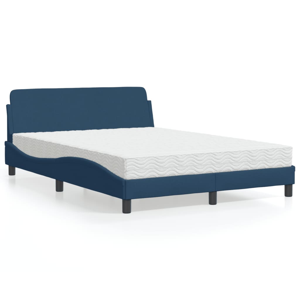 vidaXL Bett mit Matratze "Dover" Blau 120x200 cm Stoff