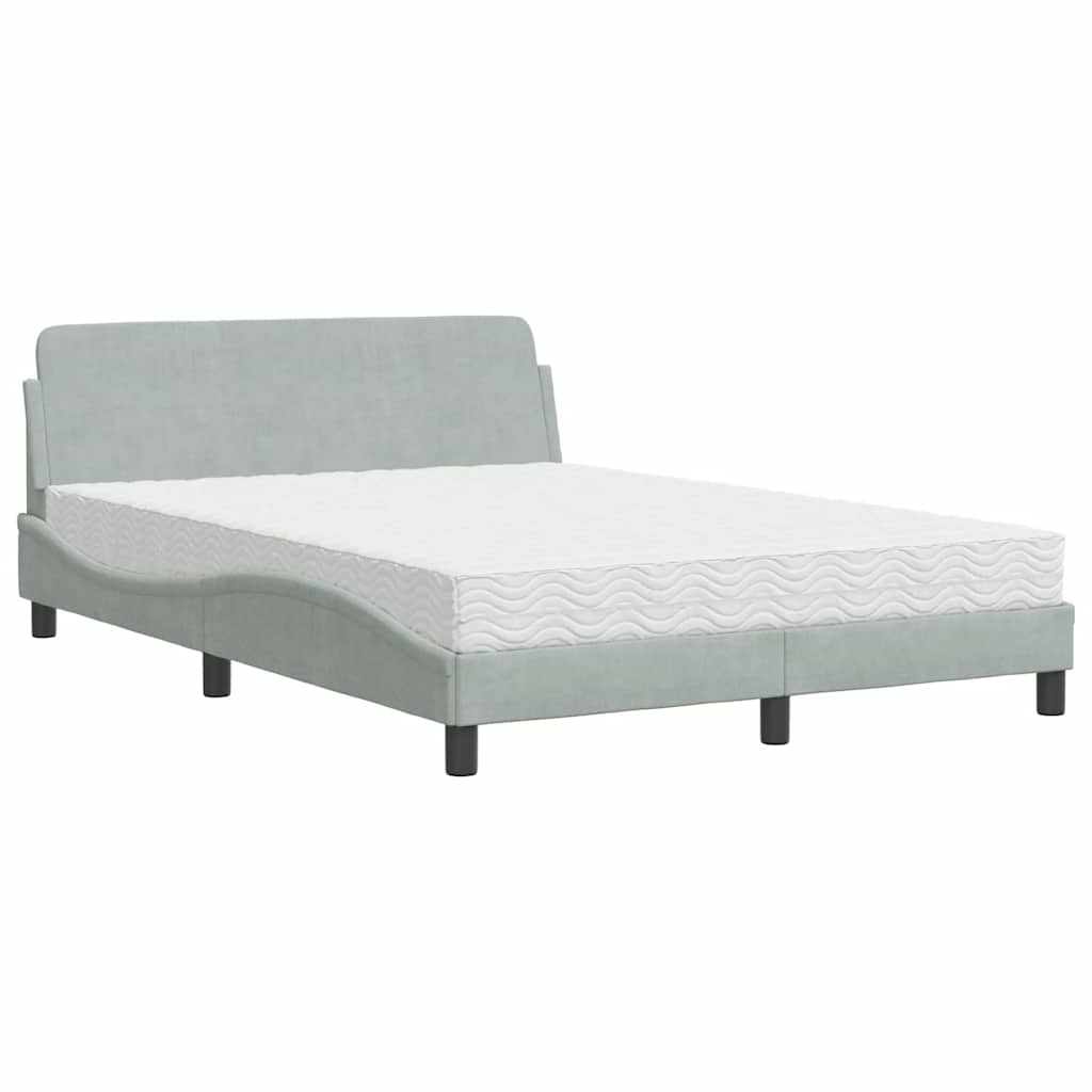 E-shop vidaXL Posteľ s matracom Dover bledosivý 120x200 cm zamat