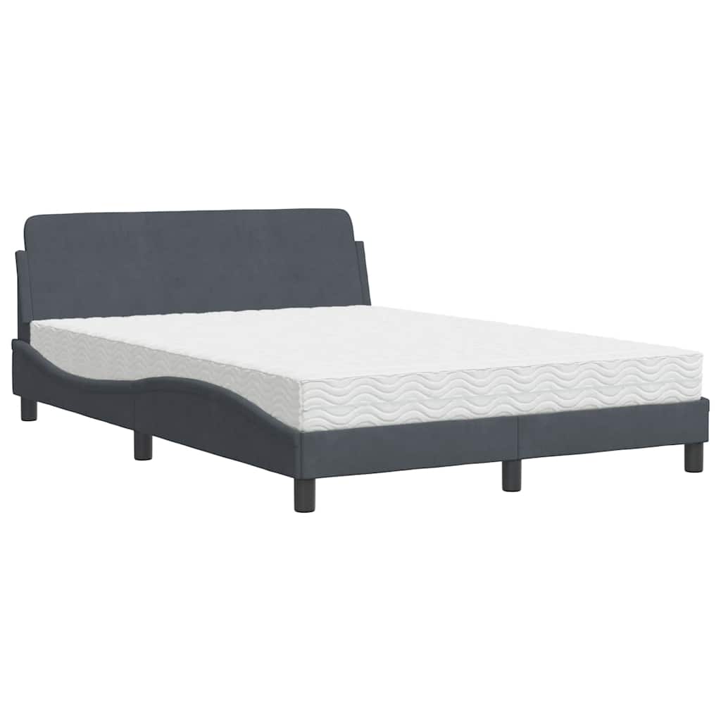 E-shop vidaXL Posteľ s matracom Dover tmavosivý 120x200 cm zamat