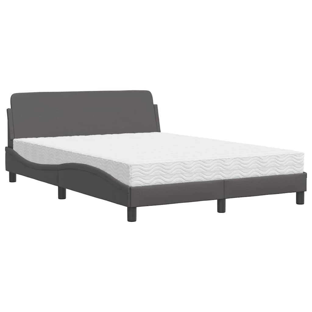 E-shop vidaXL Posteľ s matracom Dover sivá 120x200 cm umelá koža