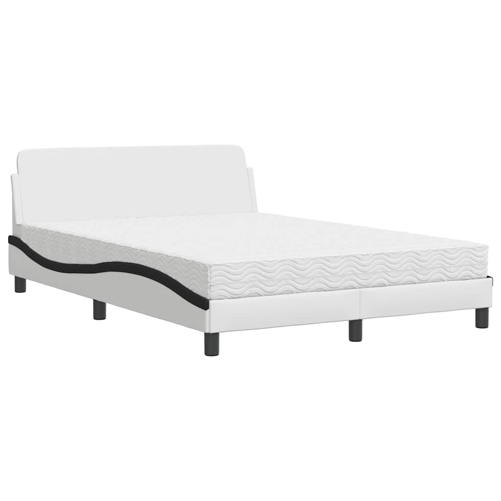 E-shop vidaXL Posteľ s matracom Dover bielo-čierna 120x200 cm umelá koža