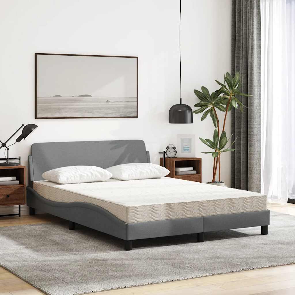 vidaXL Bed met matras "Dover" stof lichtgrijs 140x190 cm grijs, foto 2
