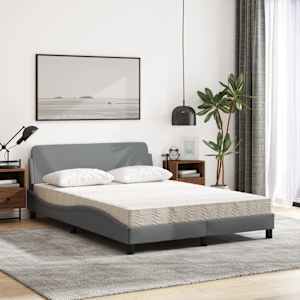 Postel s matrací Dover světle šedá 140 x 190 cm textil - obrázek 3