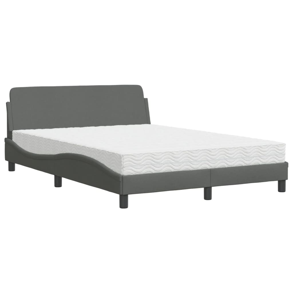 Thumbnail - vidaXL Bett mit Matratze "Dover" Dunkelgrau 140x190 cm Stoff