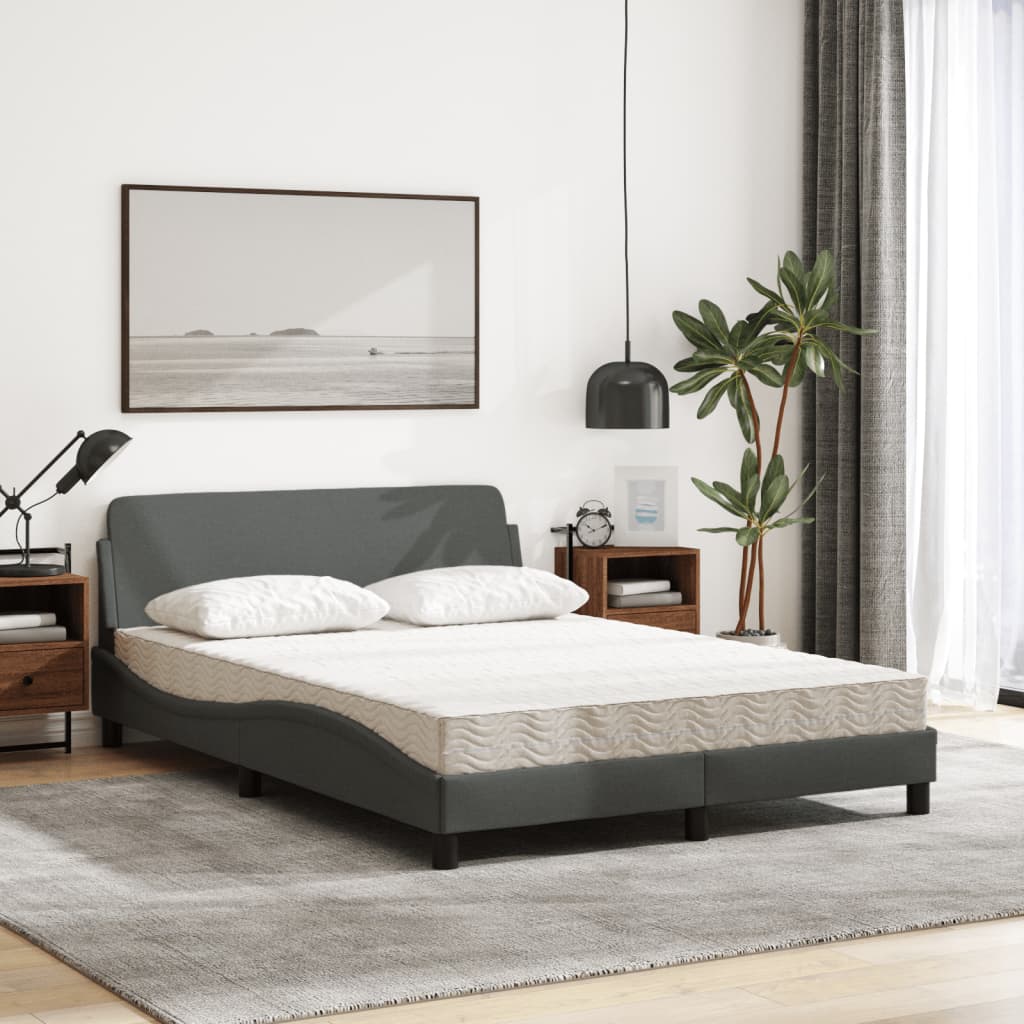 Thumbnail - vidaXL Bett mit Matratze "Dover" Dunkelgrau 140x190 cm Stoff