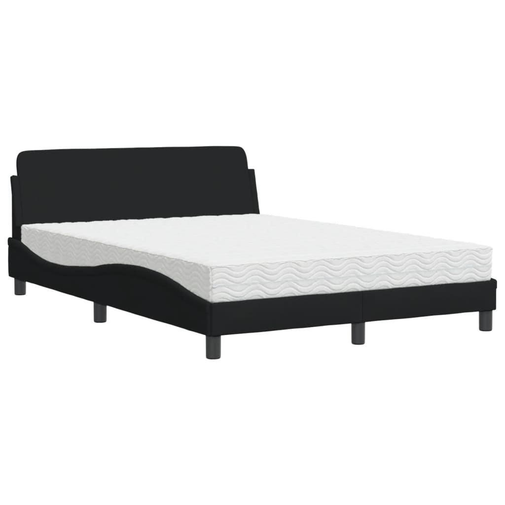 Thumbnail - vidaXL Bett mit Matratze "Dover" Schwarz 140x190 cm Stoff