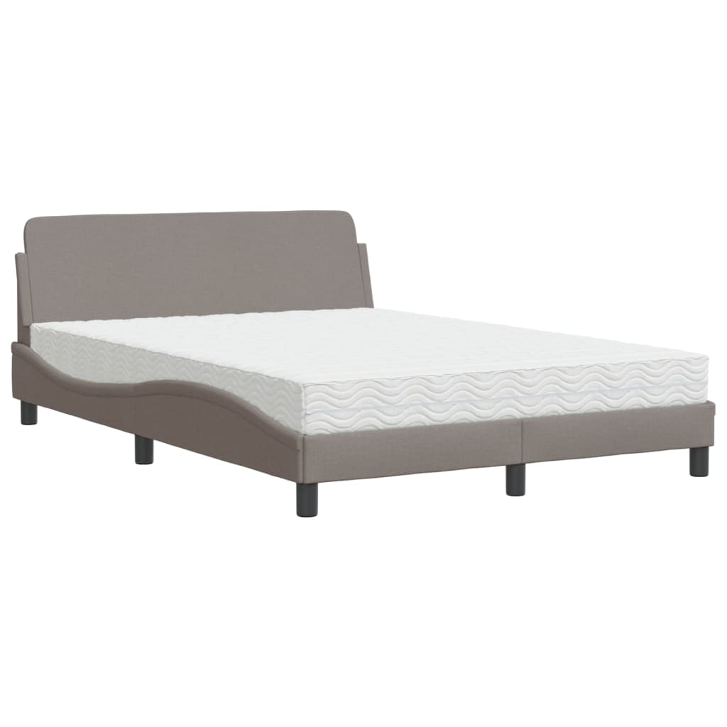 Thumbnail - vidaXL Bett mit Matratze "Dover" Taupe 140x190 cm Stoff