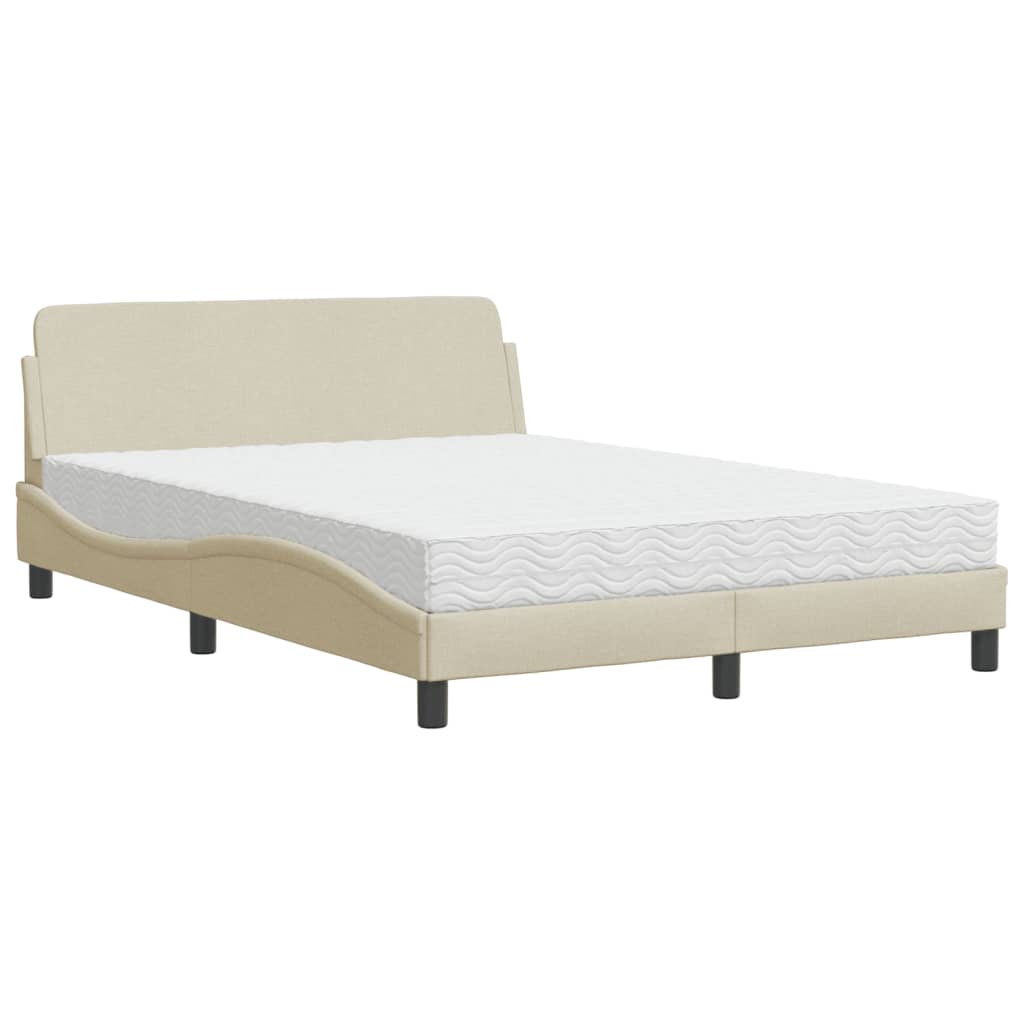 E-shop vidaXL Posteľ s matracom Dover krémová 140x190 cm látka