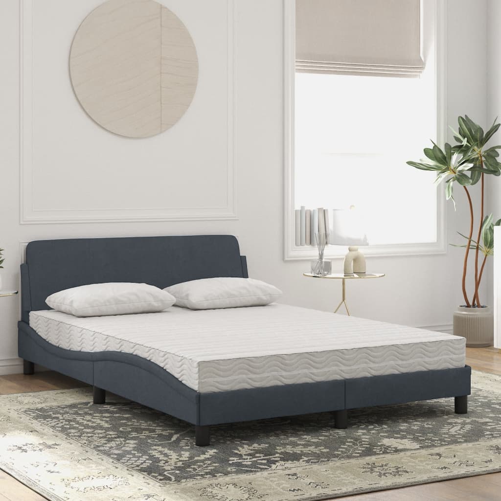 Thumbnail - vidaXL Bett mit Matratze "Dover" Dunkelgrau 140x190 cm Samt