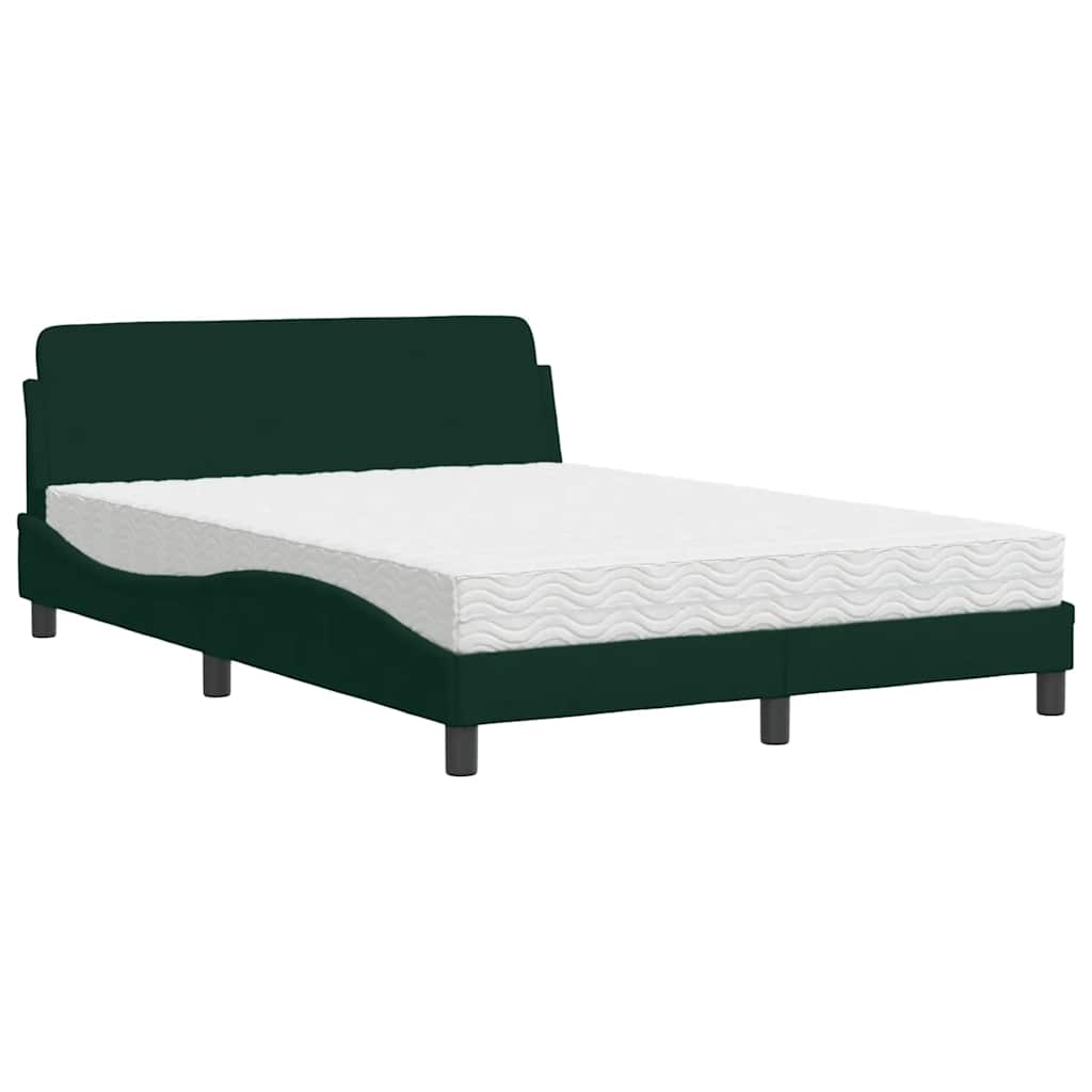 vidaXL Bed met matras "Dover" fluweel donkergroen 140x190 cm groen, foto 3