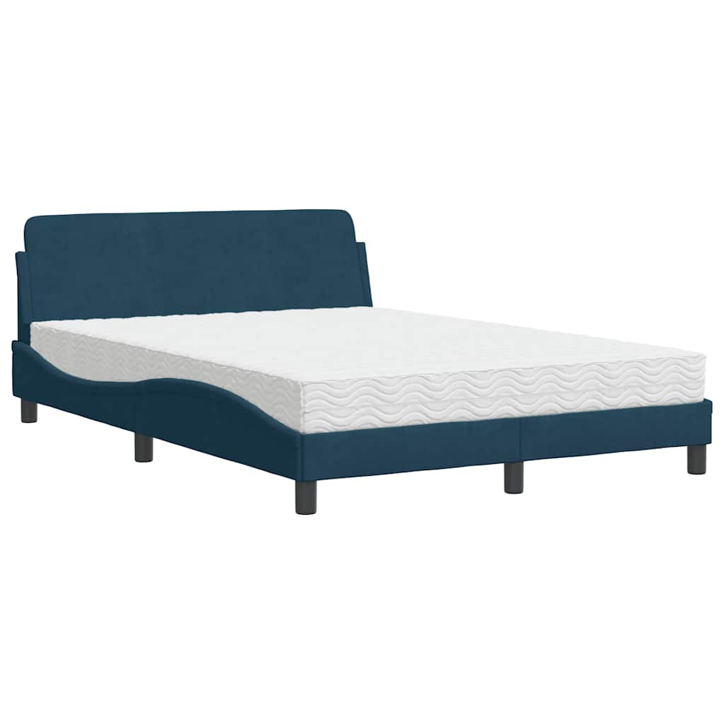 Thumbnail - vidaXL Bett mit Matratze "Dover" Blau 140x190 cm Samt
