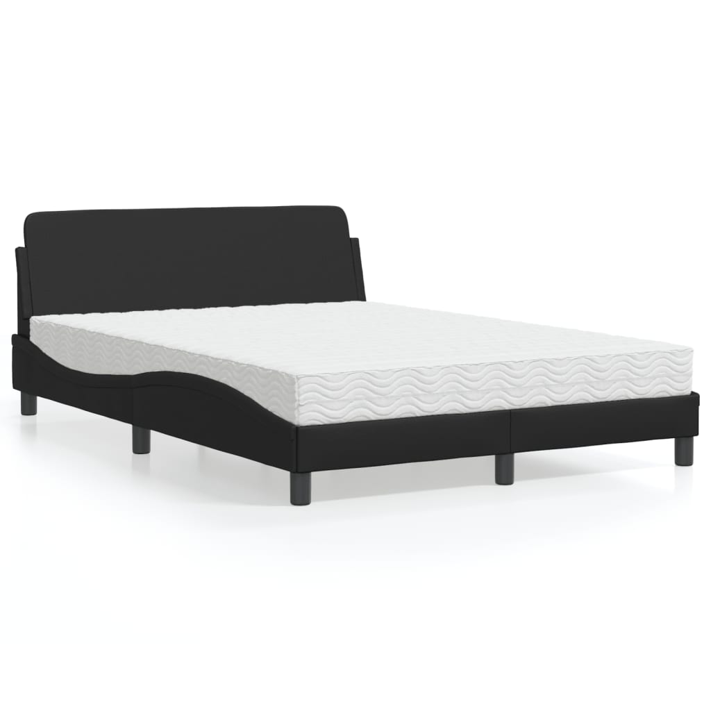 vidaXL Bett mit Matratze "Dover" Schwarz 140x190 cm Kunstleder