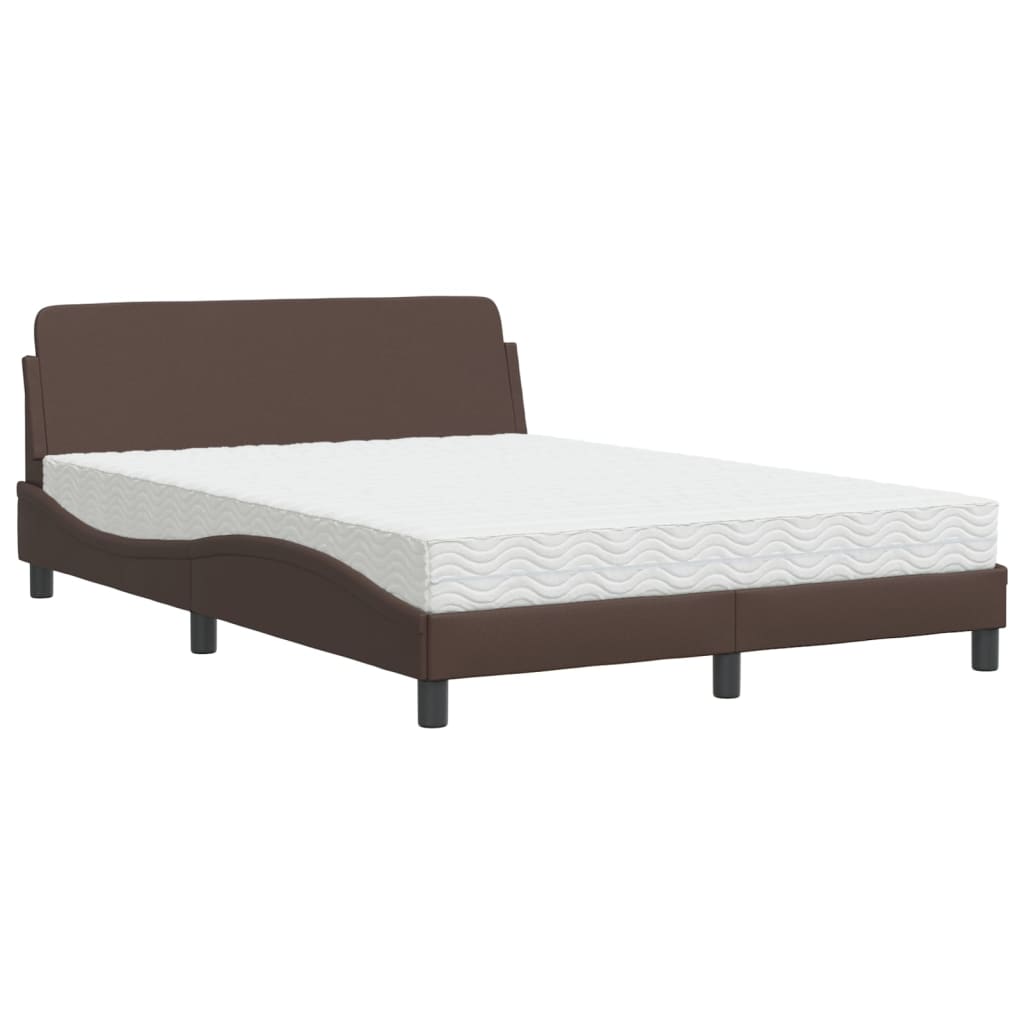 vidaXL Postel s matrací hnědá 140 x 190 cm umělá kůže