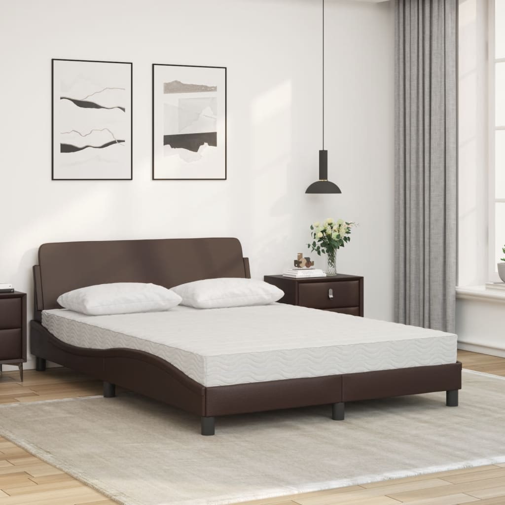 Thumbnail - vidaXL Bett mit Matratze "Dover" Braun 140x190 cm Kunstleder