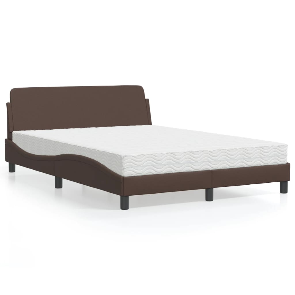 vidaXL Bett mit Matratze Braun 140x190 cm Kunstleder