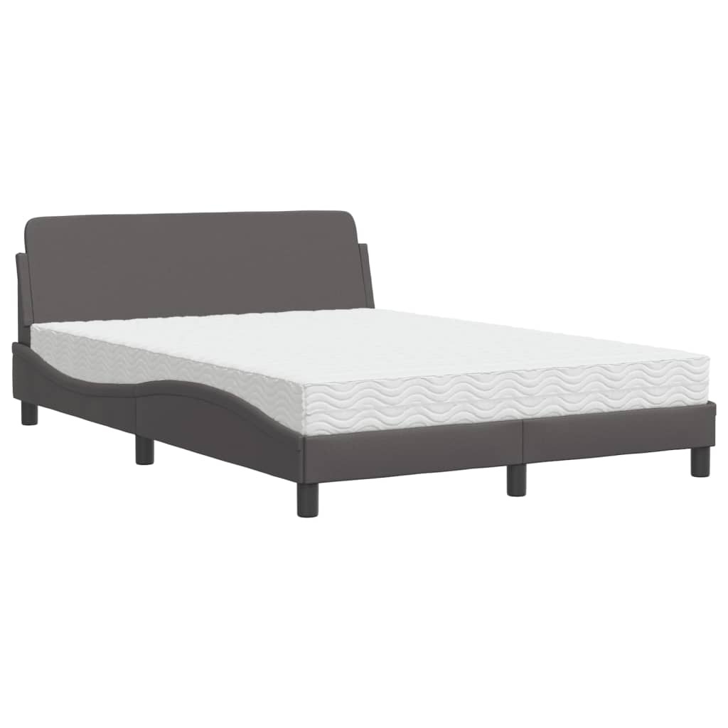 vidaXL Postel s matrací šedá 140 x 190 cm umělá kůže