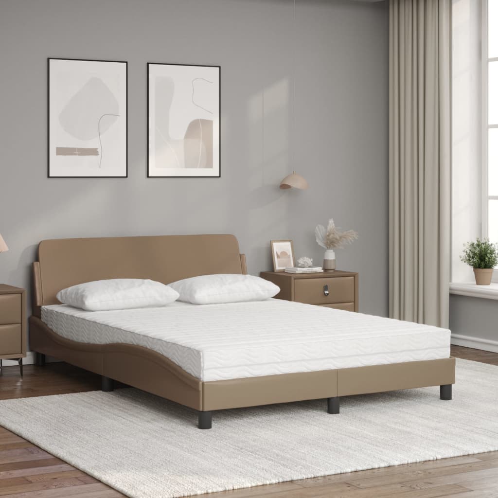 Thumbnail - vidaXL Bett mit Matratze "Dover" Cappuccino-Braun 140x190 cm Kunstleder