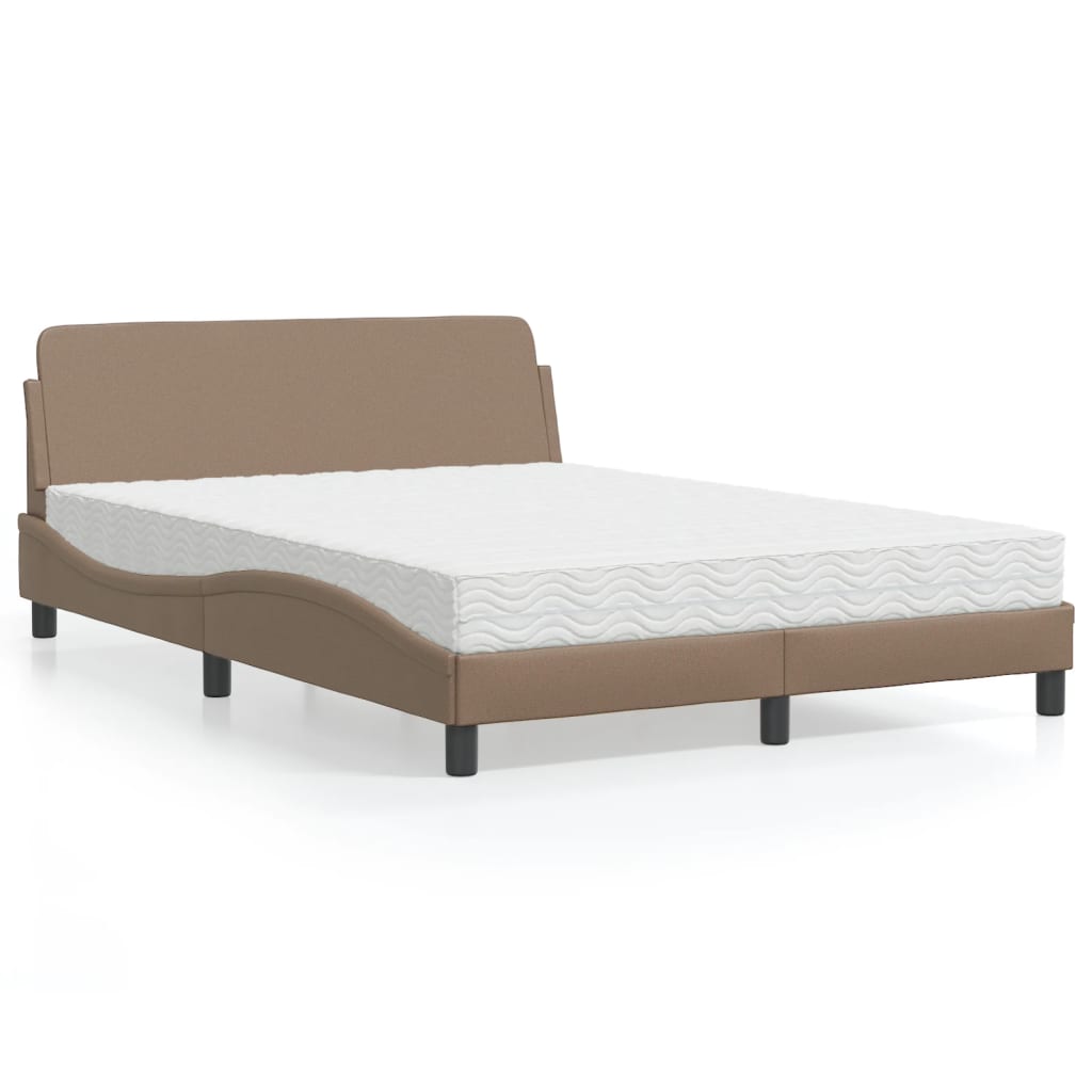 vidaXL Bett mit Matratze Cappuccino-Braun 140x190 cm Kunstleder