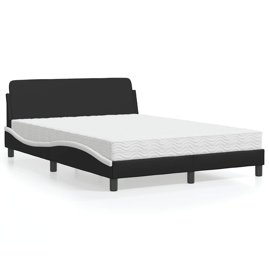 vidaXL seng med madras Dover 140x190 cm kunstlæder sort og hvid