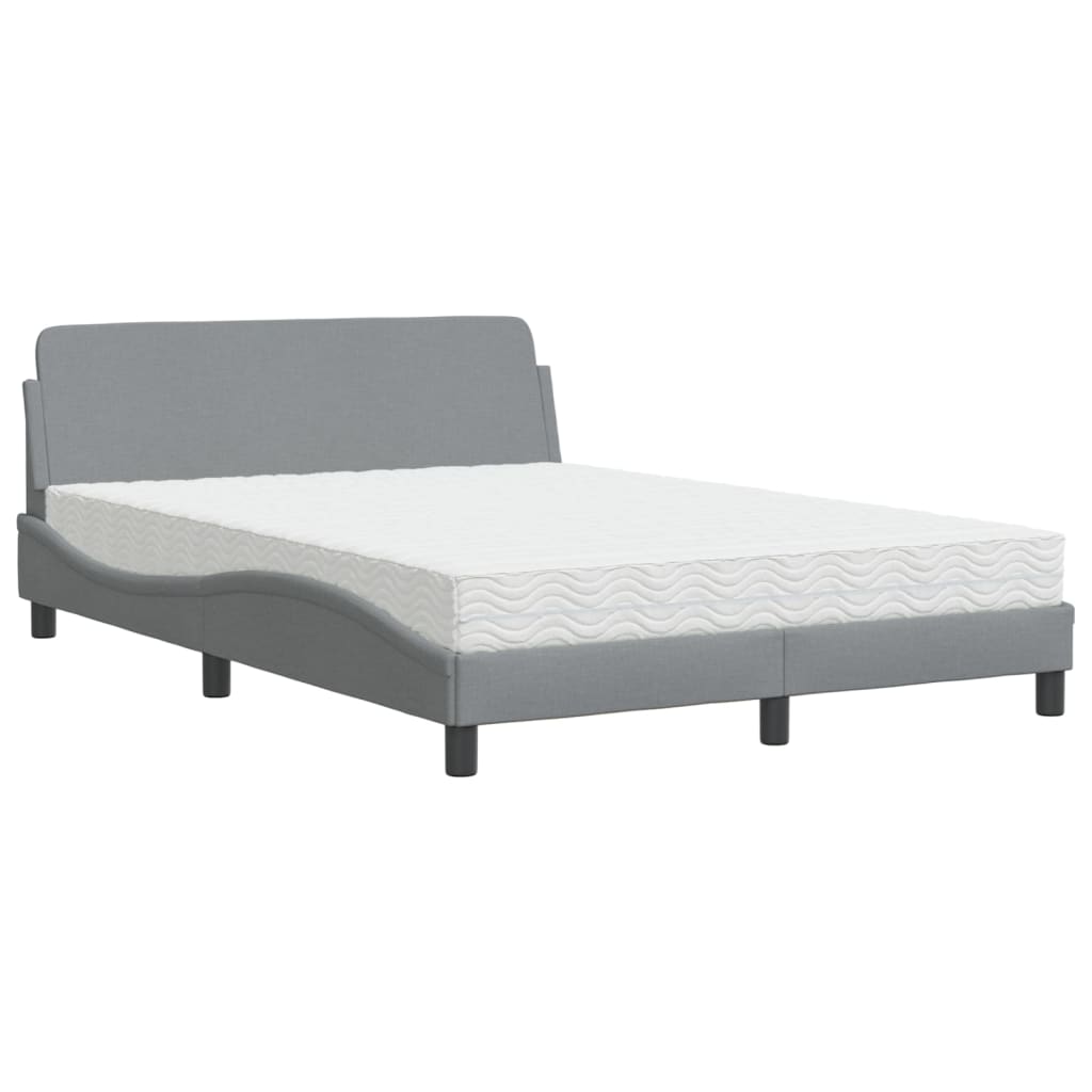 Thumbnail - vidaXL Bett mit Matratze "Dover" Hellgrau 140x200 cm Stoff