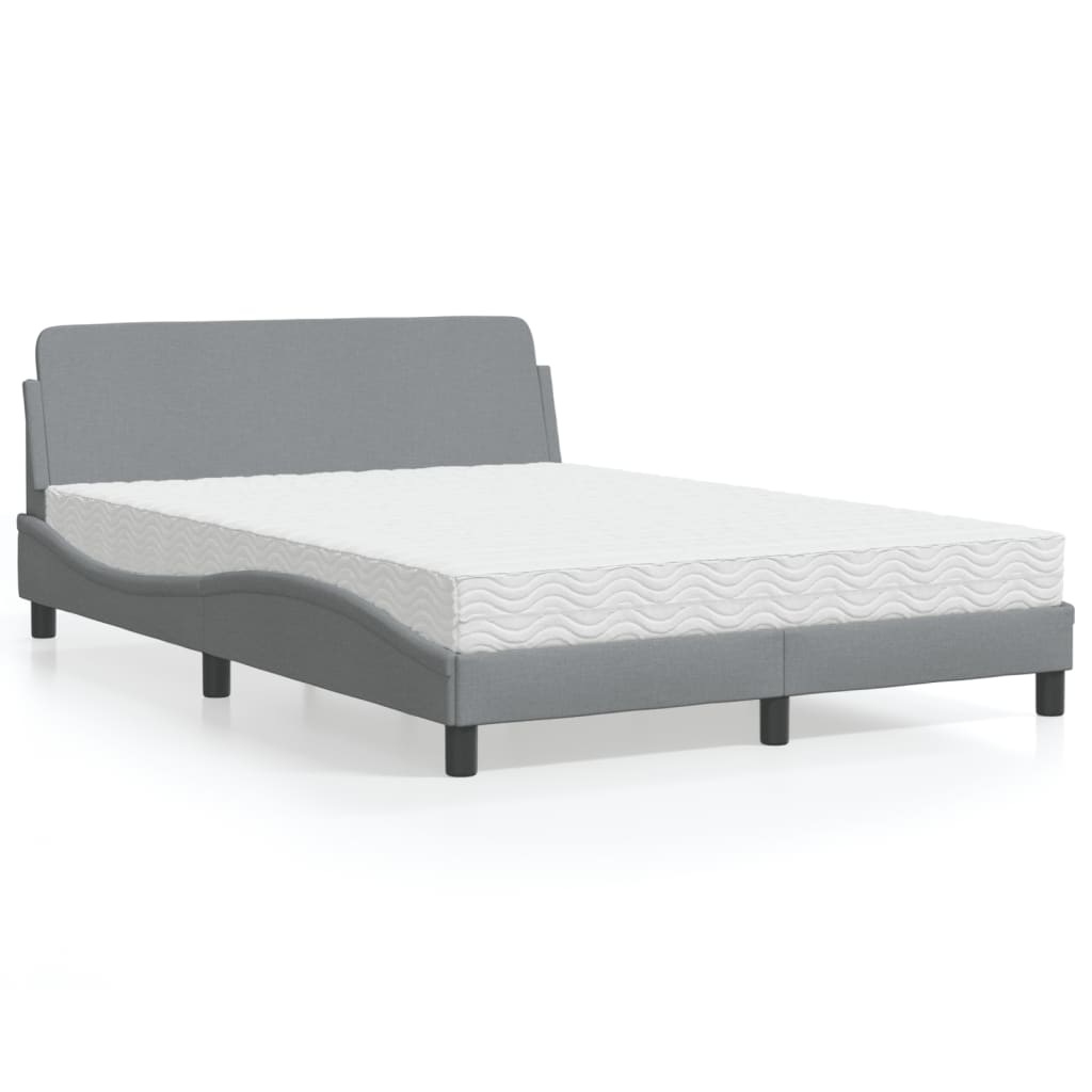 vidaXL Bett mit Matratze Hellgrau 140x200 cm Stoff