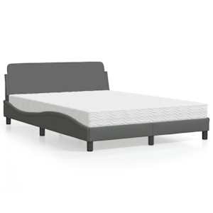 Postelja z vzmetnico Dover temno siva 140x200 cm blago