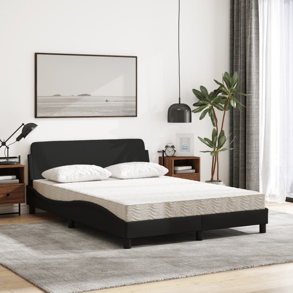 vidaXL Bed met matras stof zwart 140x200 cm afbeelding