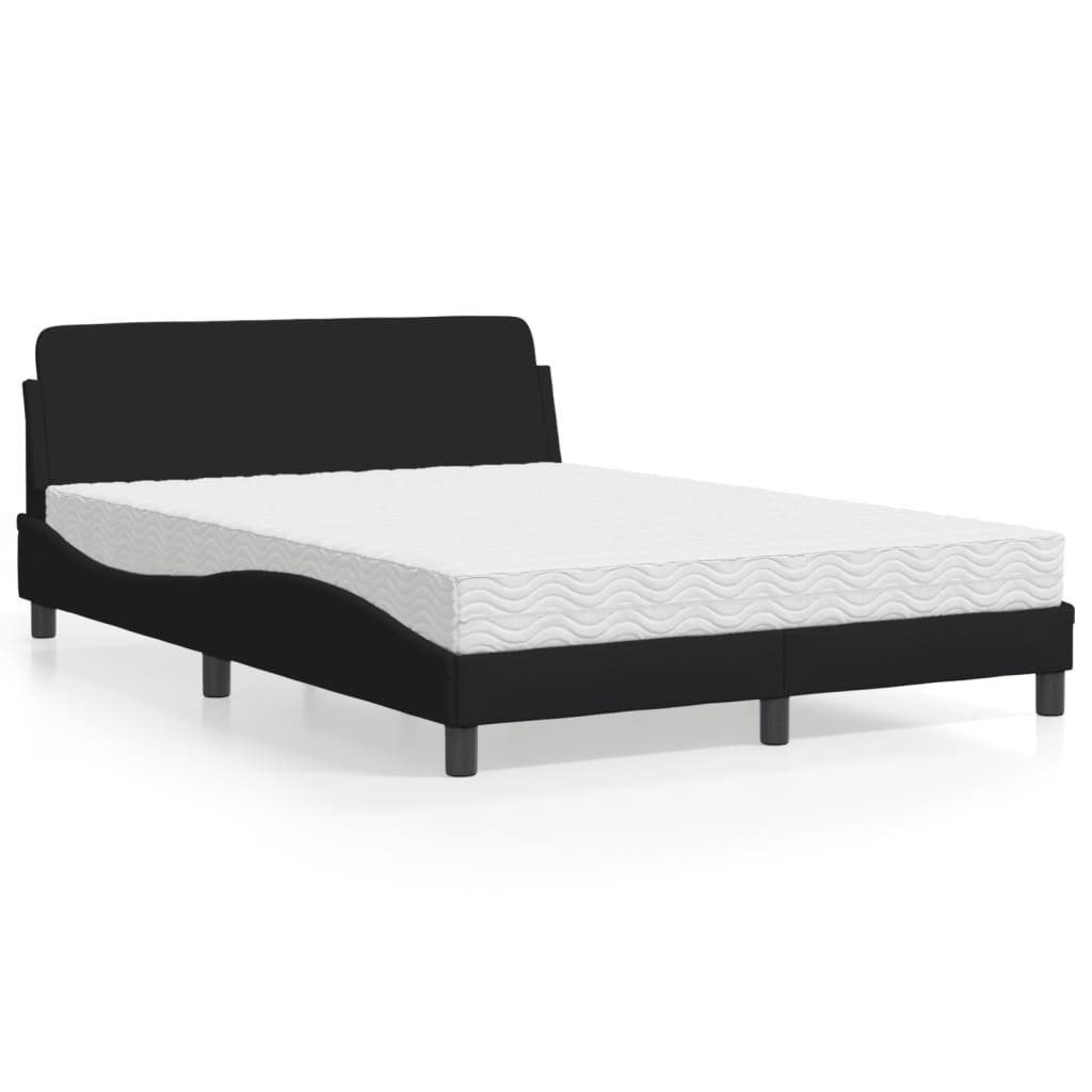 vidaXL Bett mit Matratze "Dover" Schwarz 140x200 cm Stoff
