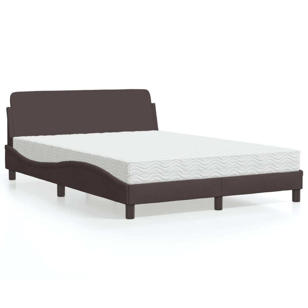 vidaXL Bett mit Matratze "Dover" Dunkelbraun 140x200 cm Stoff