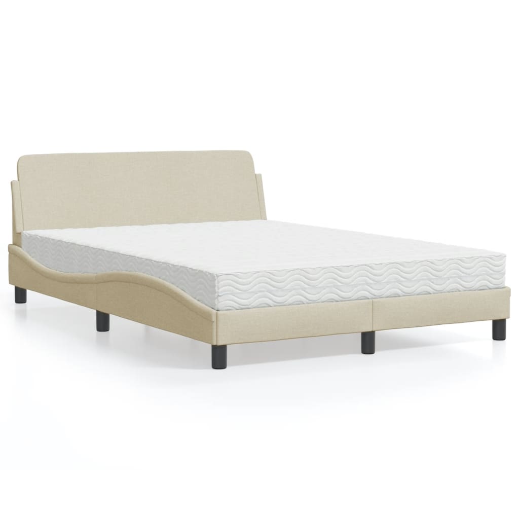 vidaXL Bett mit Matratze Creme 140x200 cm Stoff