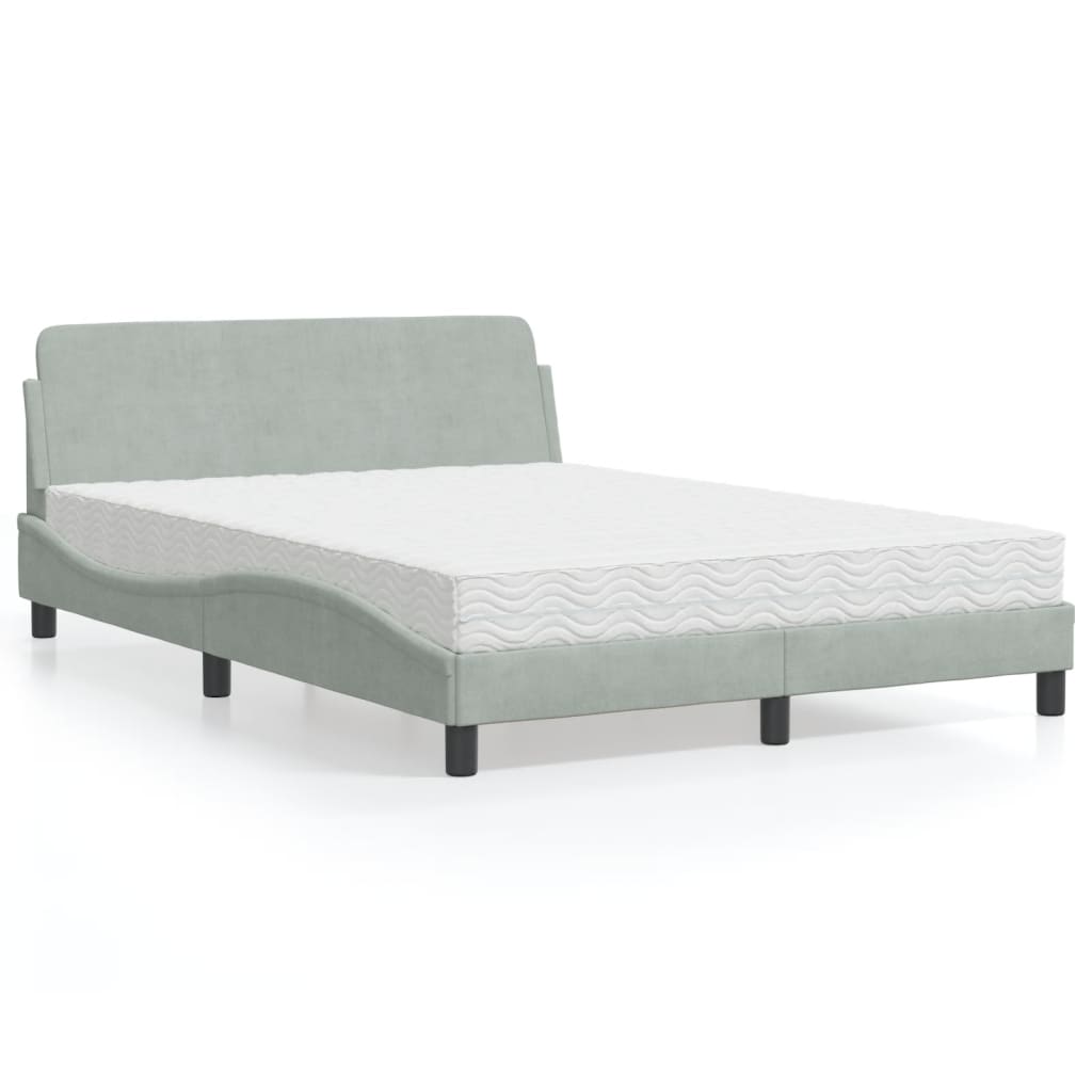 vidaXL Bett mit Matratze "Dover" Hellgrau 140x200 cm Samt
