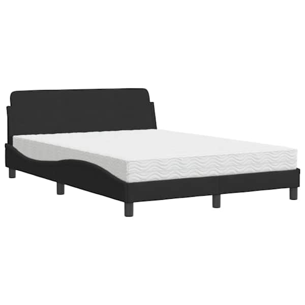 vidaXL voodi madratsiga Dover, must, 140x200 cm, samet