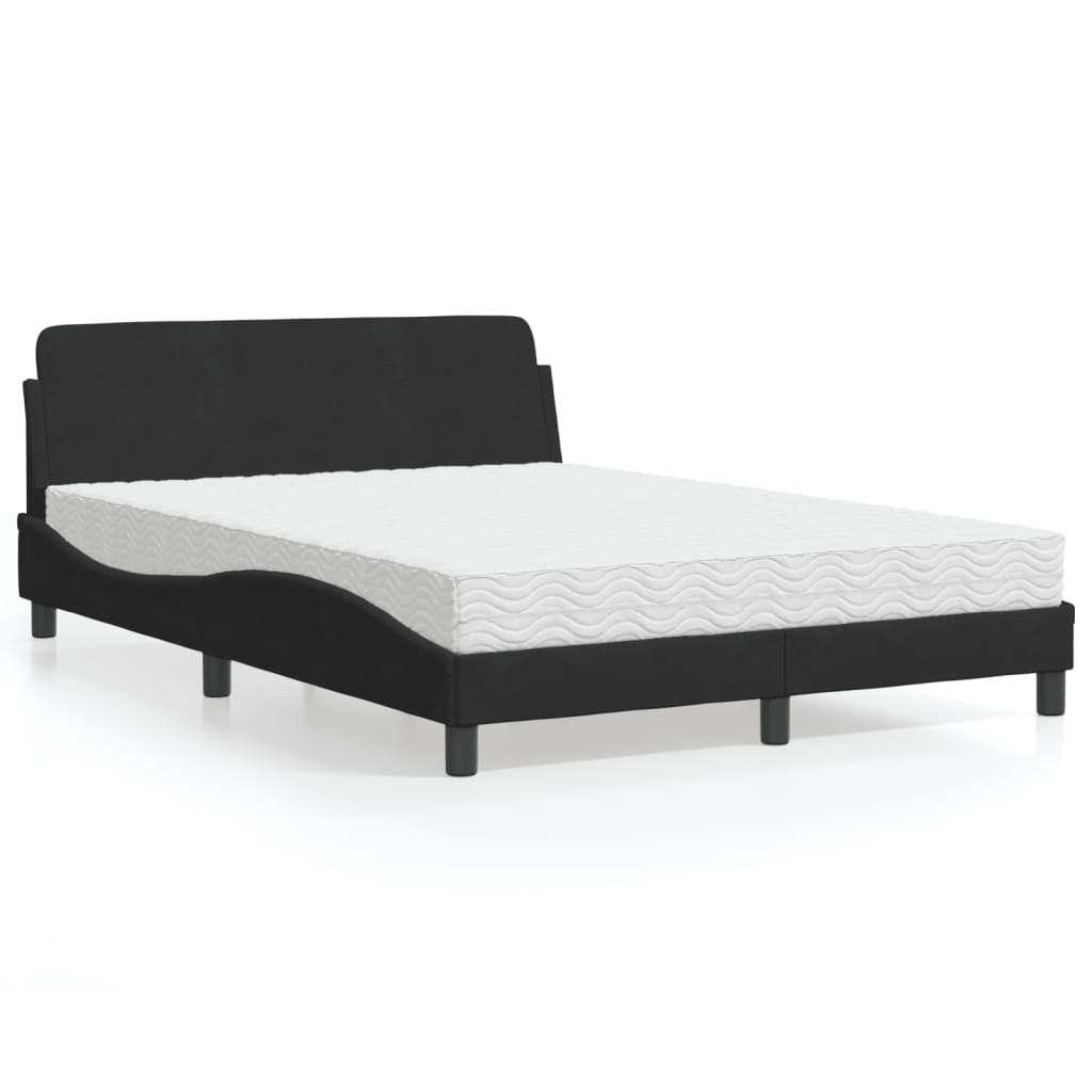 vidaXL Bett mit Matratze "Dover" Schwarz 140x200 cm Samt
