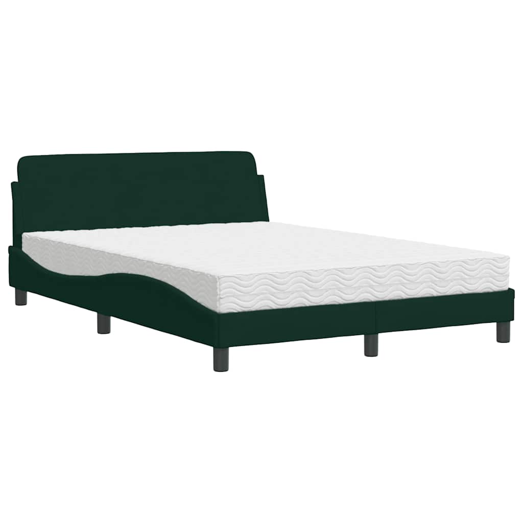 E-shop vidaXL Posteľ s matracom Dover tmavozelený 140x200 cm zamat