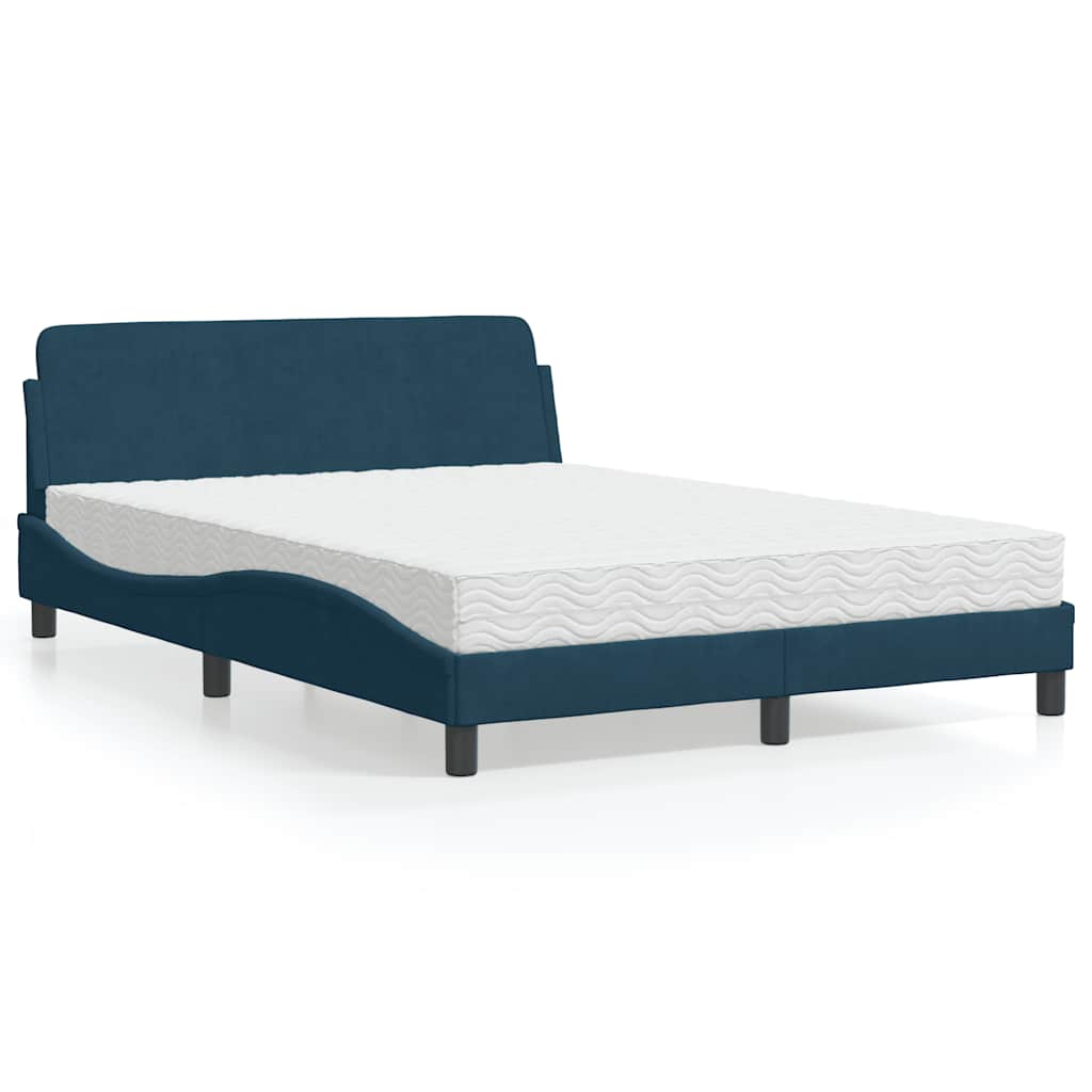 E-shop vidaXL Posteľ s matracom Dover modrý 140x200 cm zamat