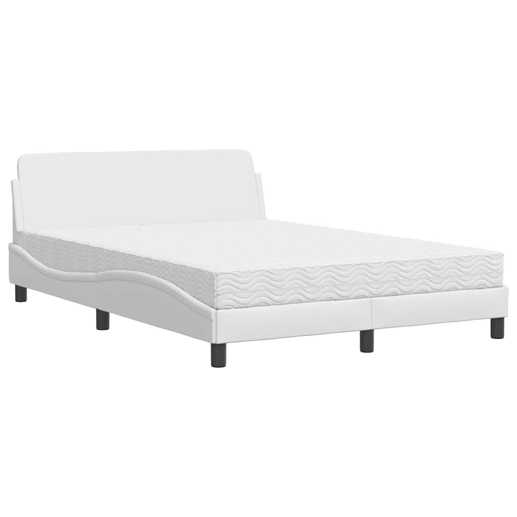 E-shop vidaXL Posteľ s matracom Dover biela 140x200 cm umelá koža