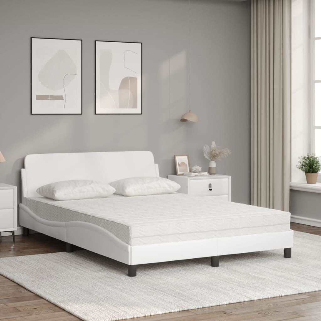 vidaXL Bed met matras kunstleer wit 140x200 cm afbeelding