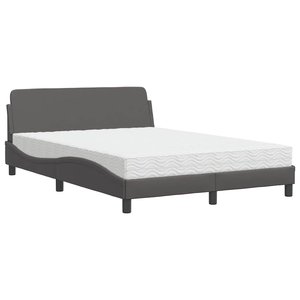 E-shop vidaXL Posteľ s matracom Dover sivá 140x200 cm umelá koža