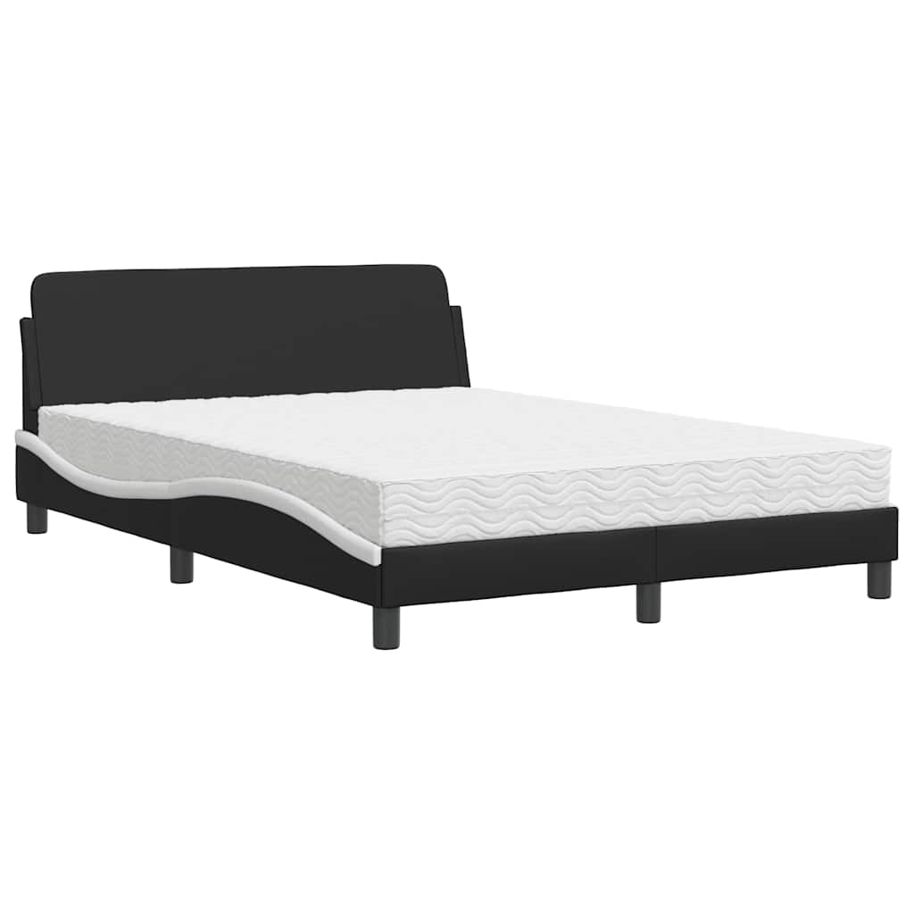 E-shop vidaXL Posteľ s matracom Dover čierno-biela 140x200 cm umelá koža