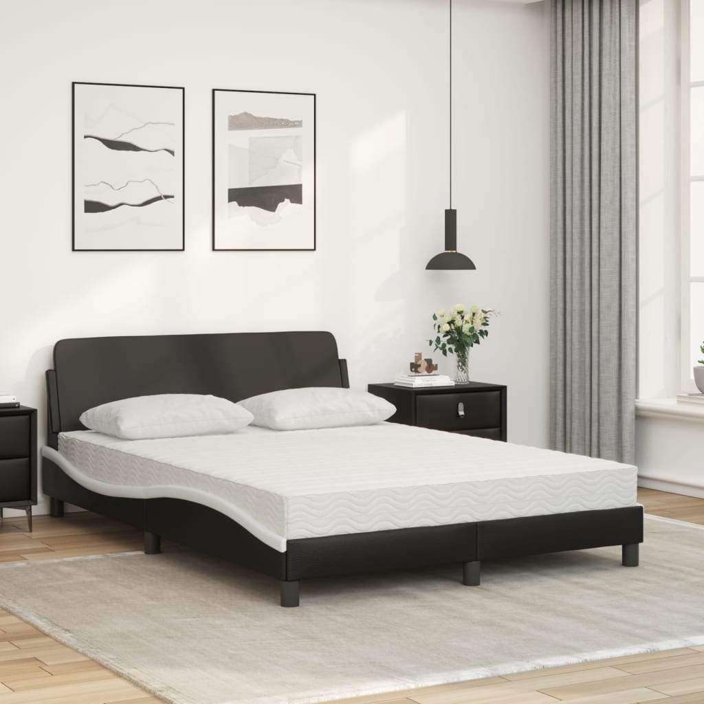 vidaXL Bed met matras kunstleer zwart en wit 140x200 cm afbeelding