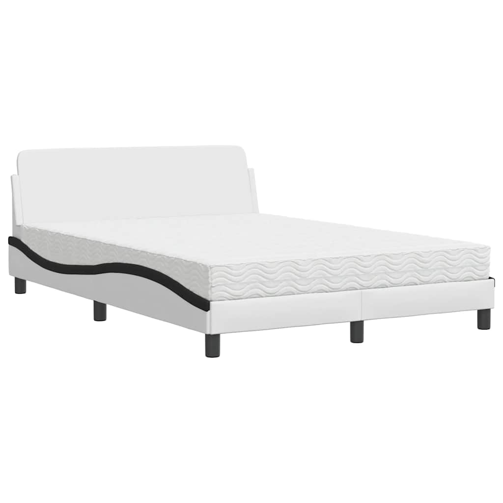 E-shop vidaXL Posteľ s matracom Dover bielo-čierna 140x200 cm umelá koža