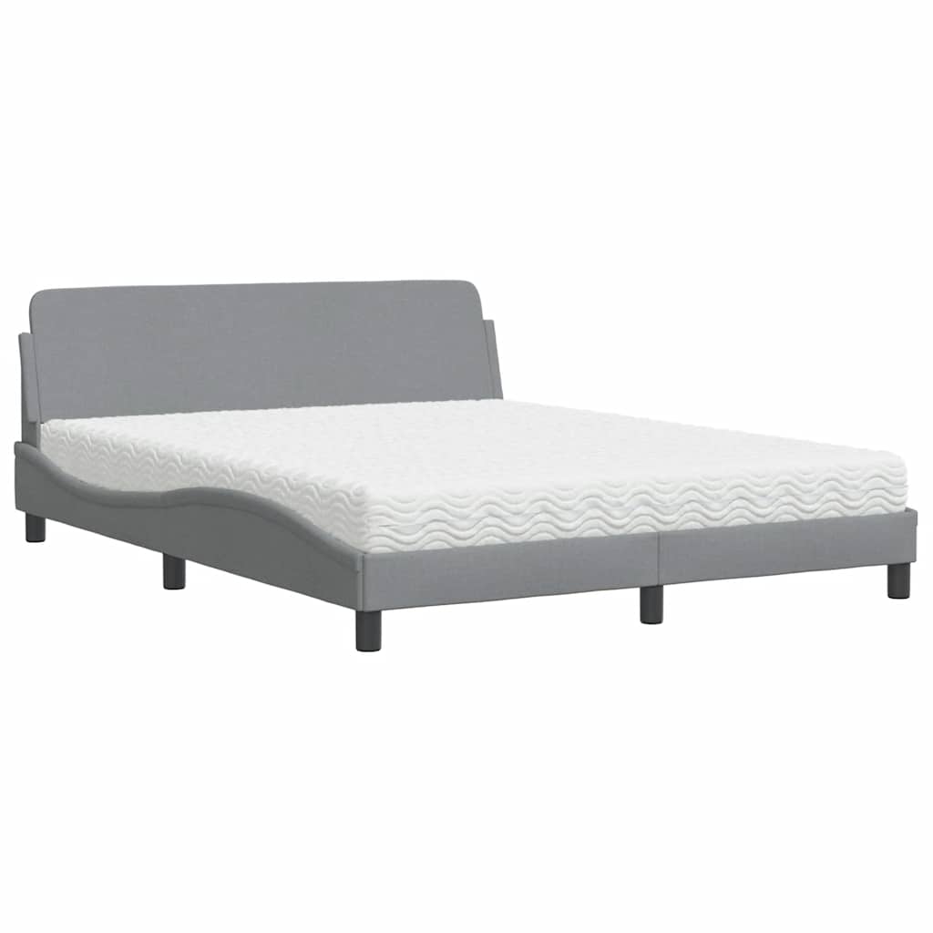 E-shop vidaXL Posteľ s matracom Dover svetlosivá 160x200 cm látka