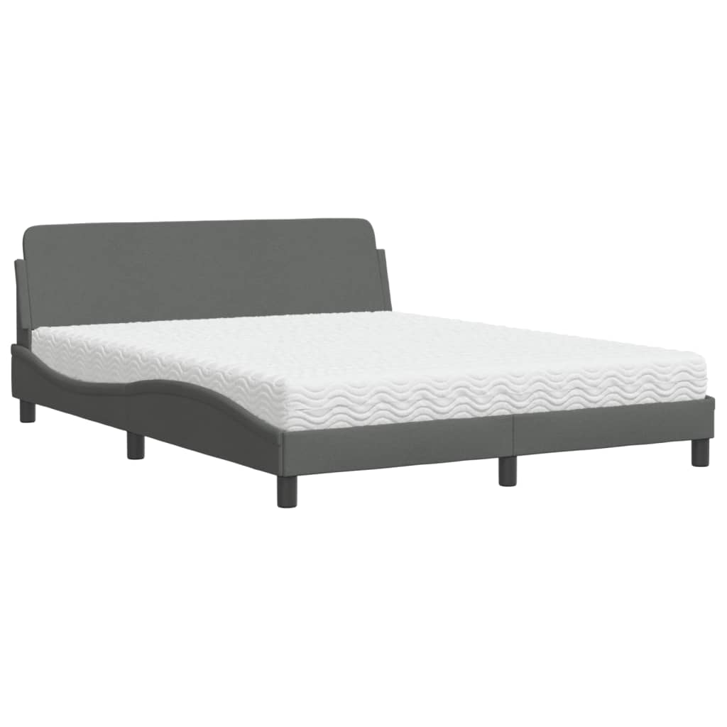 Thumbnail - vidaXL Bett mit Matratze "Dover" Dunkelgrau 160x200 cm Stoff