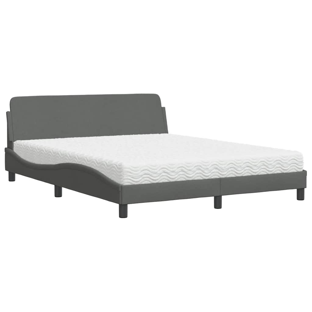 E-shop vidaXL Posteľ s matracom Dover tmavosivá 160x200 cm látka