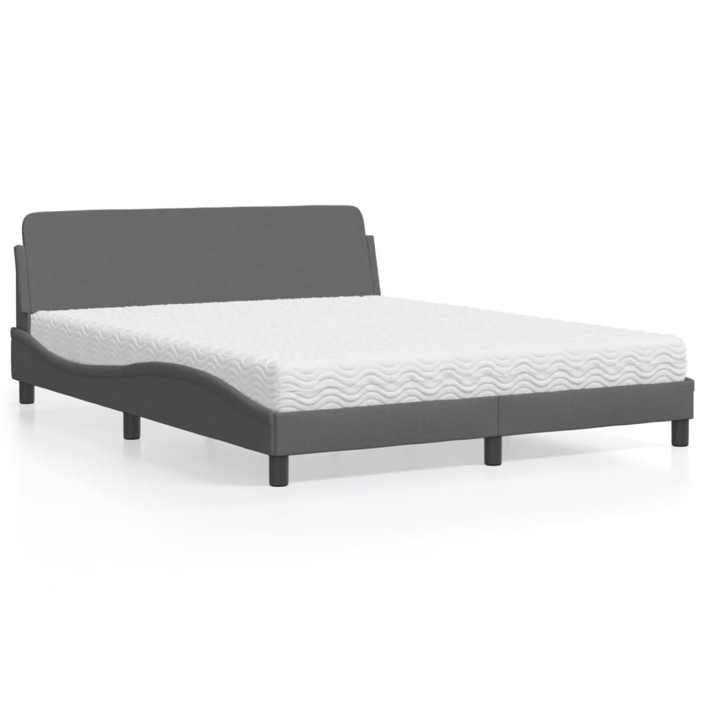 vidaXL Bett mit Matratze Dunkelgrau 160x200 cm Stoff