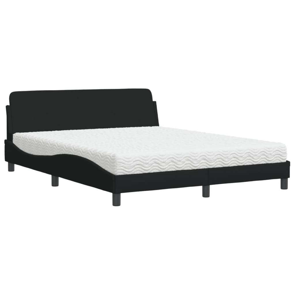 Thumbnail - vidaXL Bett mit Matratze "Dover" Schwarz 160x200 cm Stoff